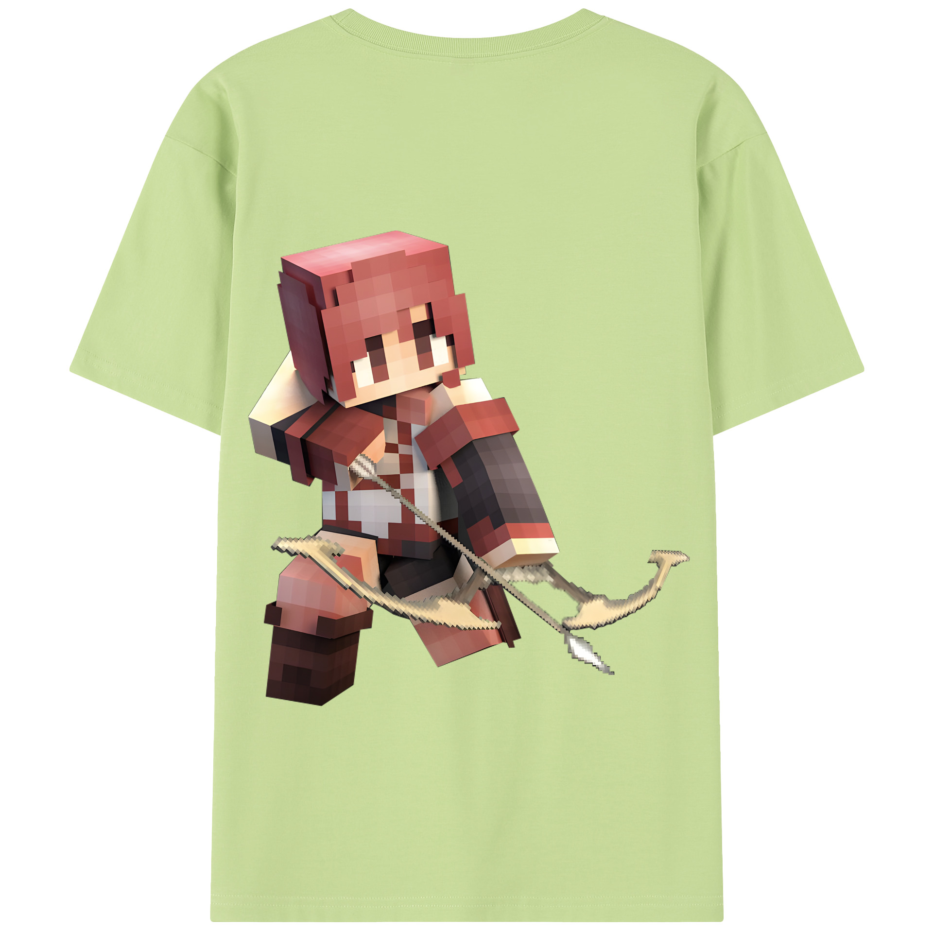 （画像用） マインクラフト ブロックの世界 Minecraft MC Block world 綿100％半袖Tシャツ（背面プリント）
